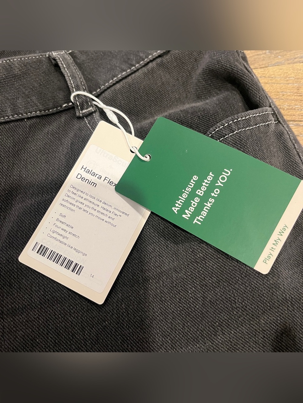 NWT Halara Flex Denim Mid Rise Gray Flare Jeans Zipper And Bottom Fly Sz Large - Picture 8 of 12